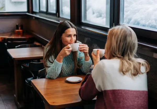 Two Column Women In Cafe